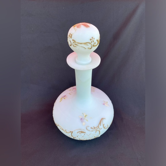 Antique Victorian Glass Decanter Barber Bottle Hand Painted Intact with Stopper - Picture 3 of 9